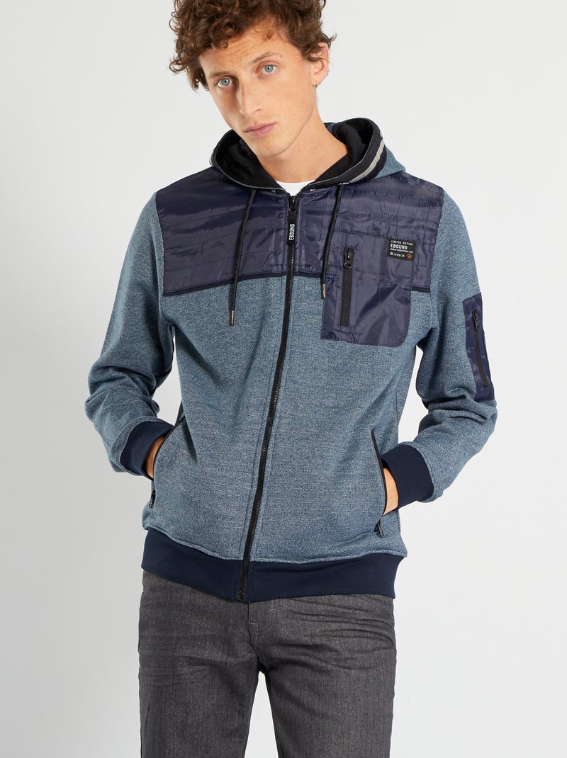Sweatshirt com capuz bimatéria Azul Marinho - Kiabi