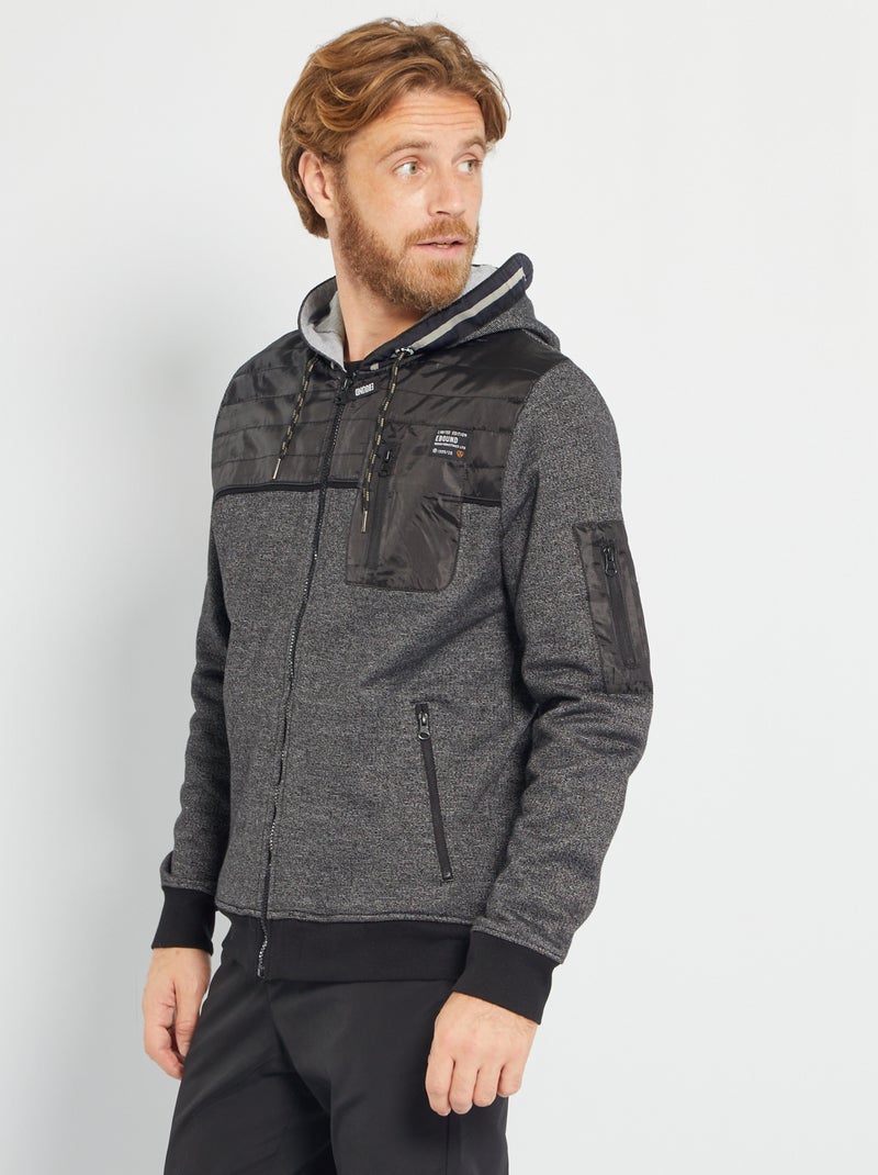 Sweatshirt com capuz bimatéria Preto - Kiabi