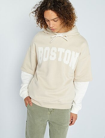Sweatshirt com capuz 'Boston' em moletão - Kiabi
