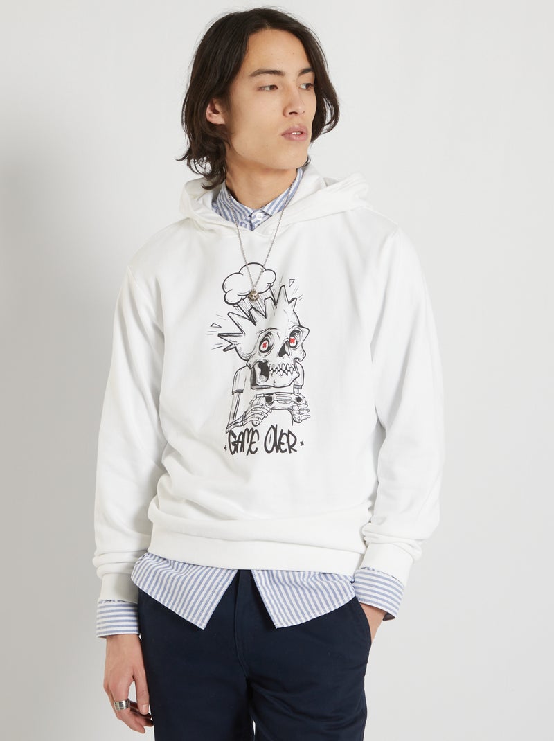 Sweatshirt com capuz BRANCO - Kiabi