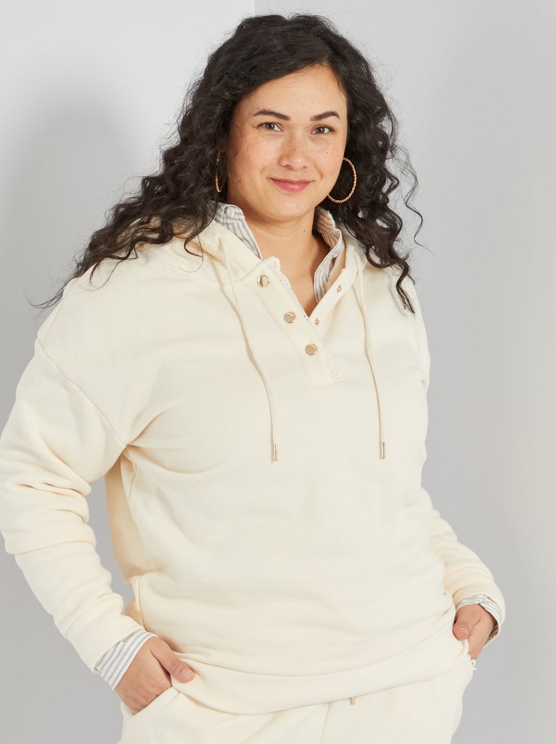 Sweatshirt com capuz BRANCO - Kiabi