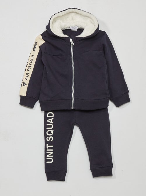 Sweatshirt com capuz + calças de fato de treino - 2 peças - Kiabi