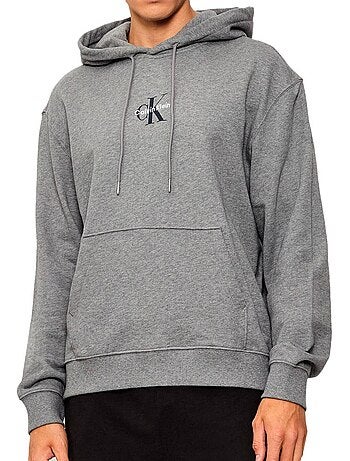 Sweatshirt com capuz cinzento para homem calvin klein jeans 350 terry micro