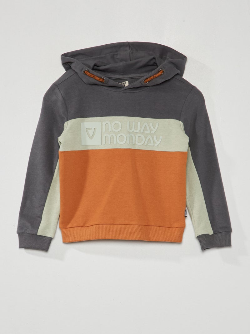 Sweatshirt com capuz color-block AZUL - Kiabi