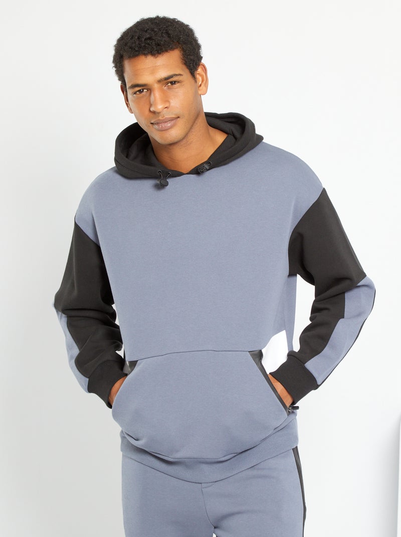Sweatshirt com capuz 'color-block' AZUL - Kiabi