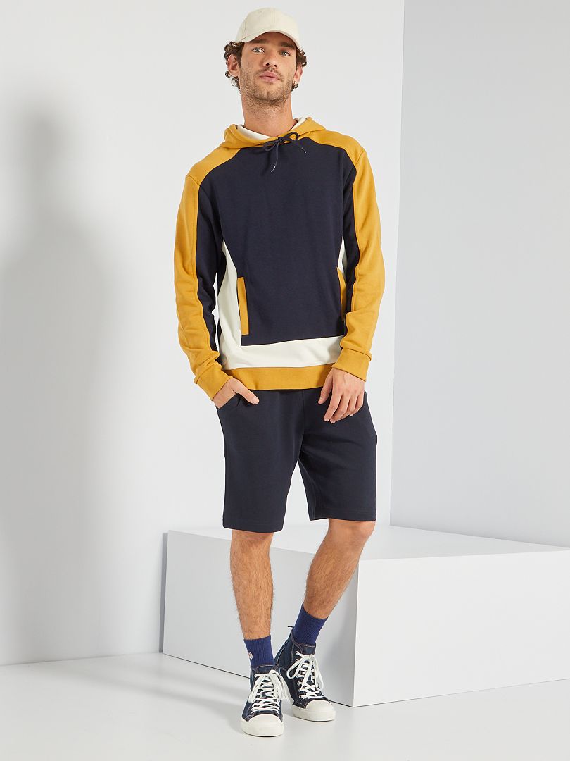 Sweatshirt com capuz color-block AZUL - Kiabi