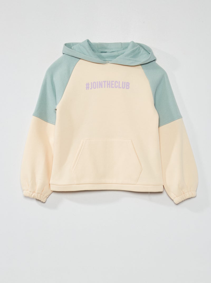 Sweatshirt com capuz color-block BRANCO - Kiabi