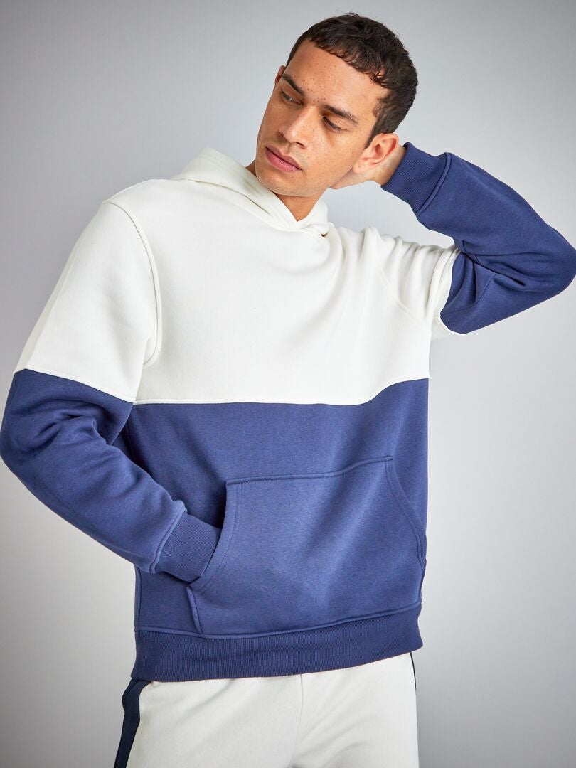 Sweatshirt com capuz color-block BRANCO - Kiabi