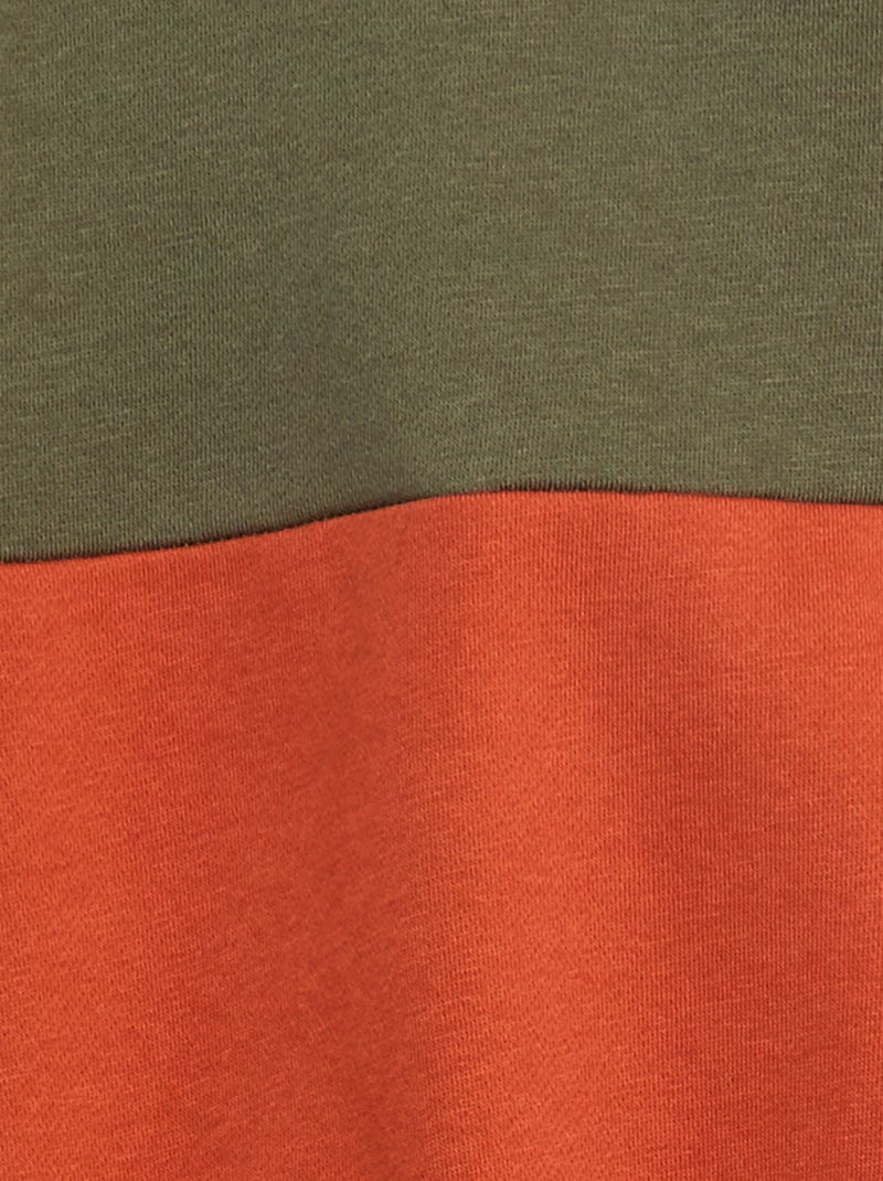 Sweatshirt com capuz color-block Caqui - Kiabi