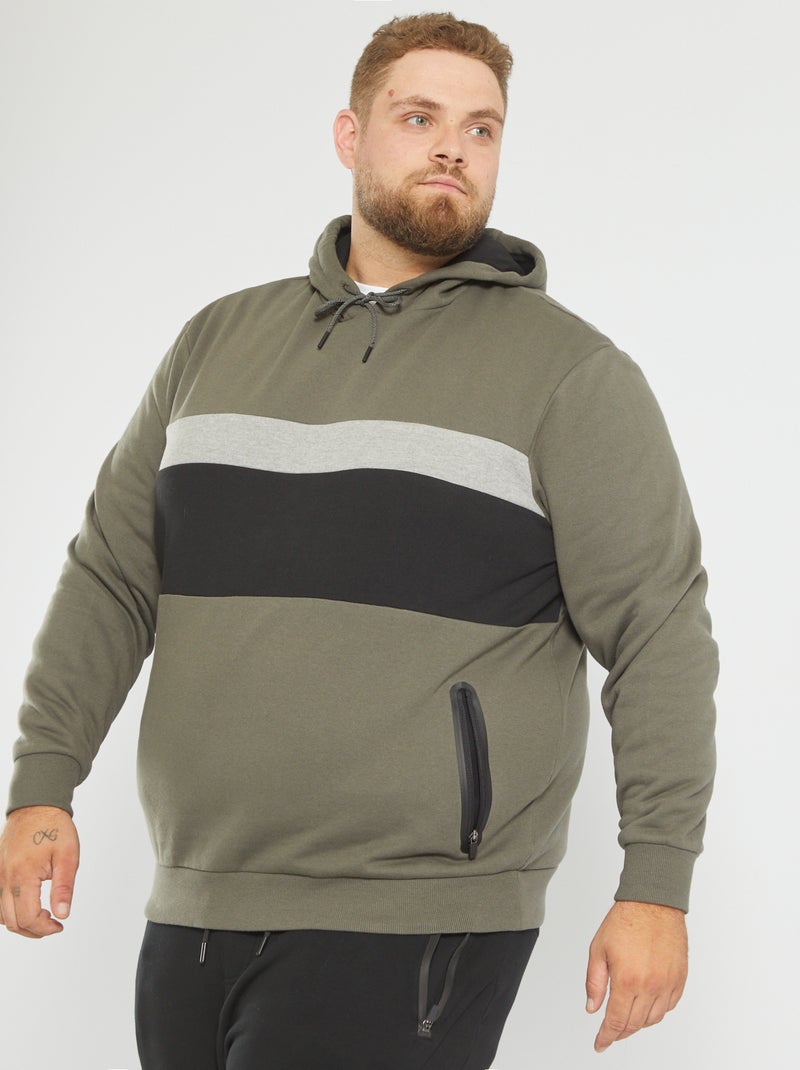 Sweatshirt com capuz color-block CAQUI - Kiabi