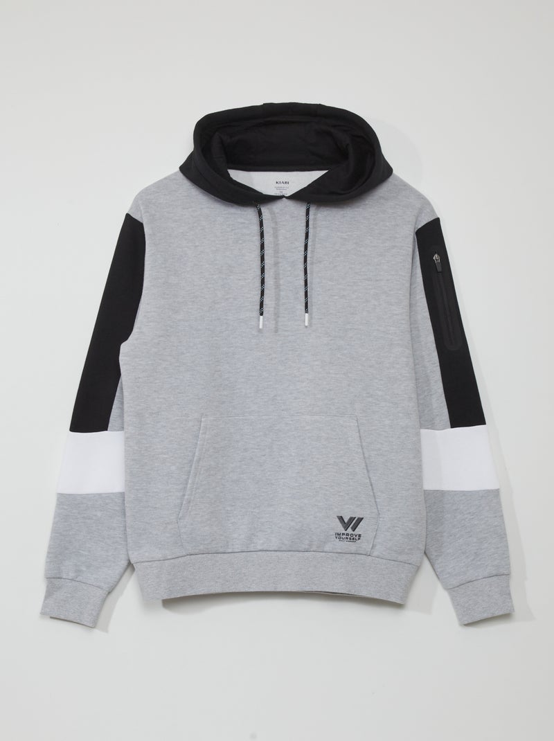 Sweatshirt com capuz color-block CINZA - Kiabi