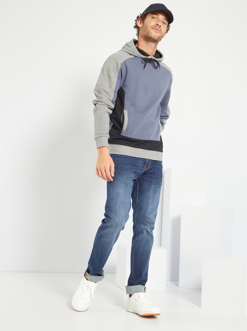 Sweatshirt com capuz color-block CINZA - Kiabi