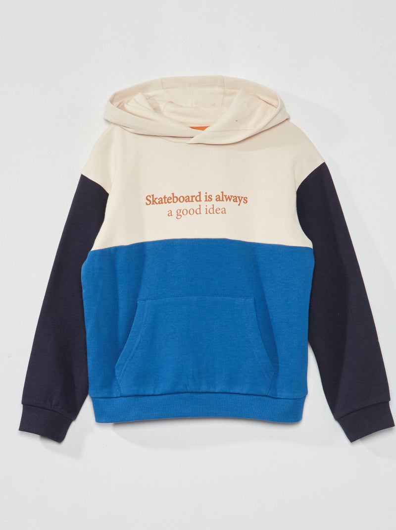 Sweatshirt com capuz 'color-block' e mensagem fantasia BRANCO - Kiabi
