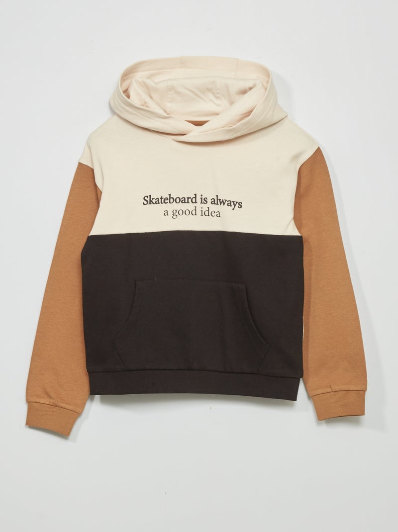 Sweatshirt com capuz 'color-block' e mensagem fantasia BRANCO - Kiabi