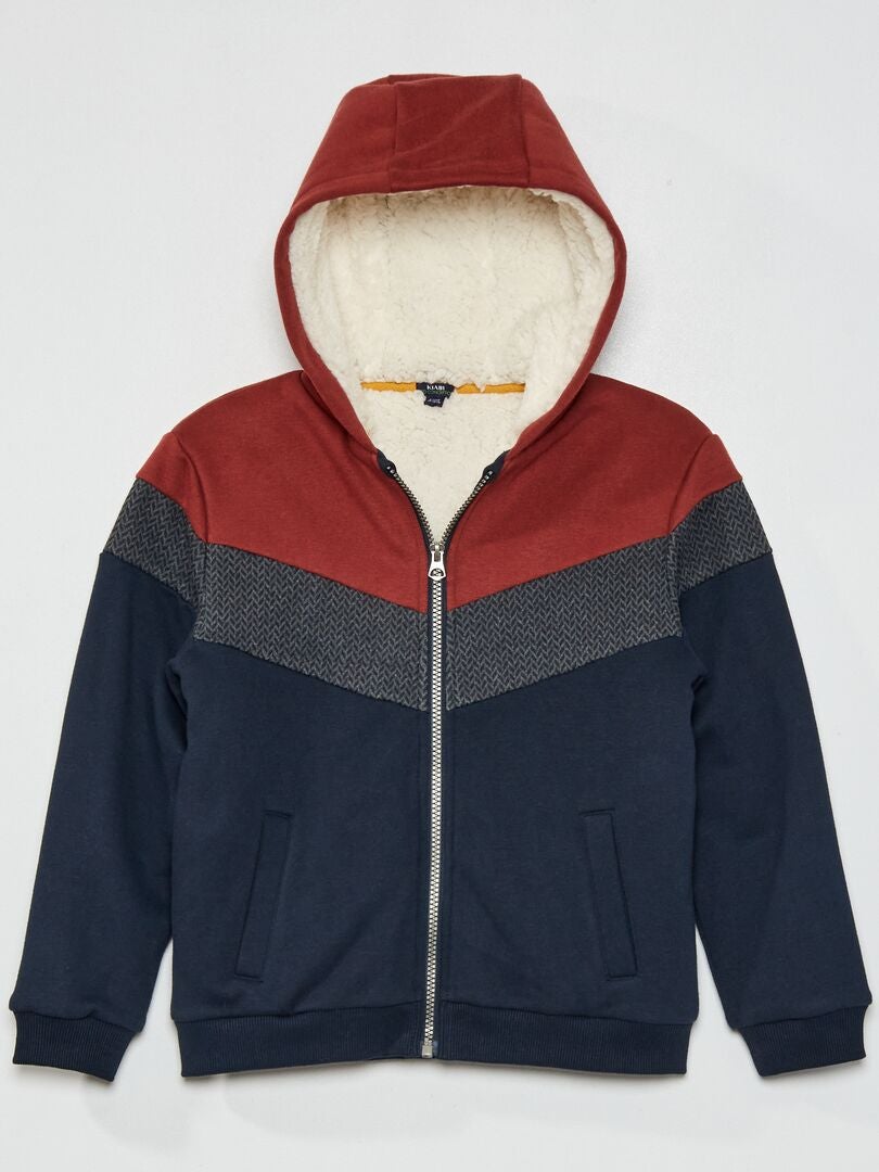 Sweatshirt com capuz 'color-block' forrada ROXO - Kiabi