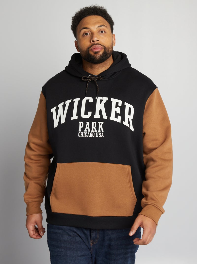 Sweatshirt com capuz color-block PRETO - Kiabi