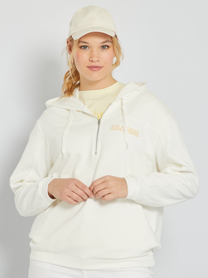 Sweatshirt com capuz com abertura com fecho AMARELO - Kiabi