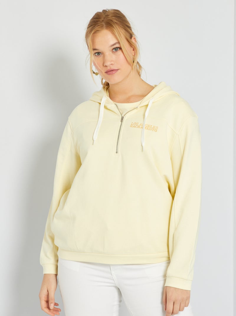 Sweatshirt com capuz com abertura com fecho AMARELO - Kiabi