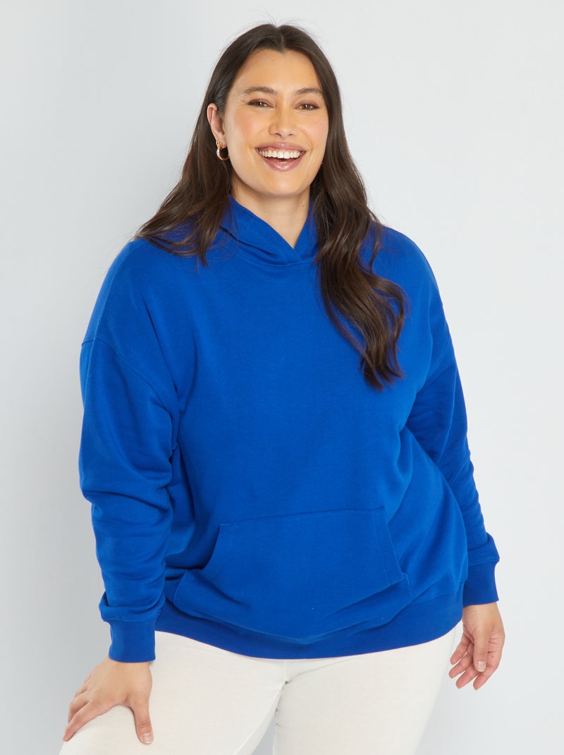 Sweatshirt com capuz com bolso canguru Azul - Kiabi