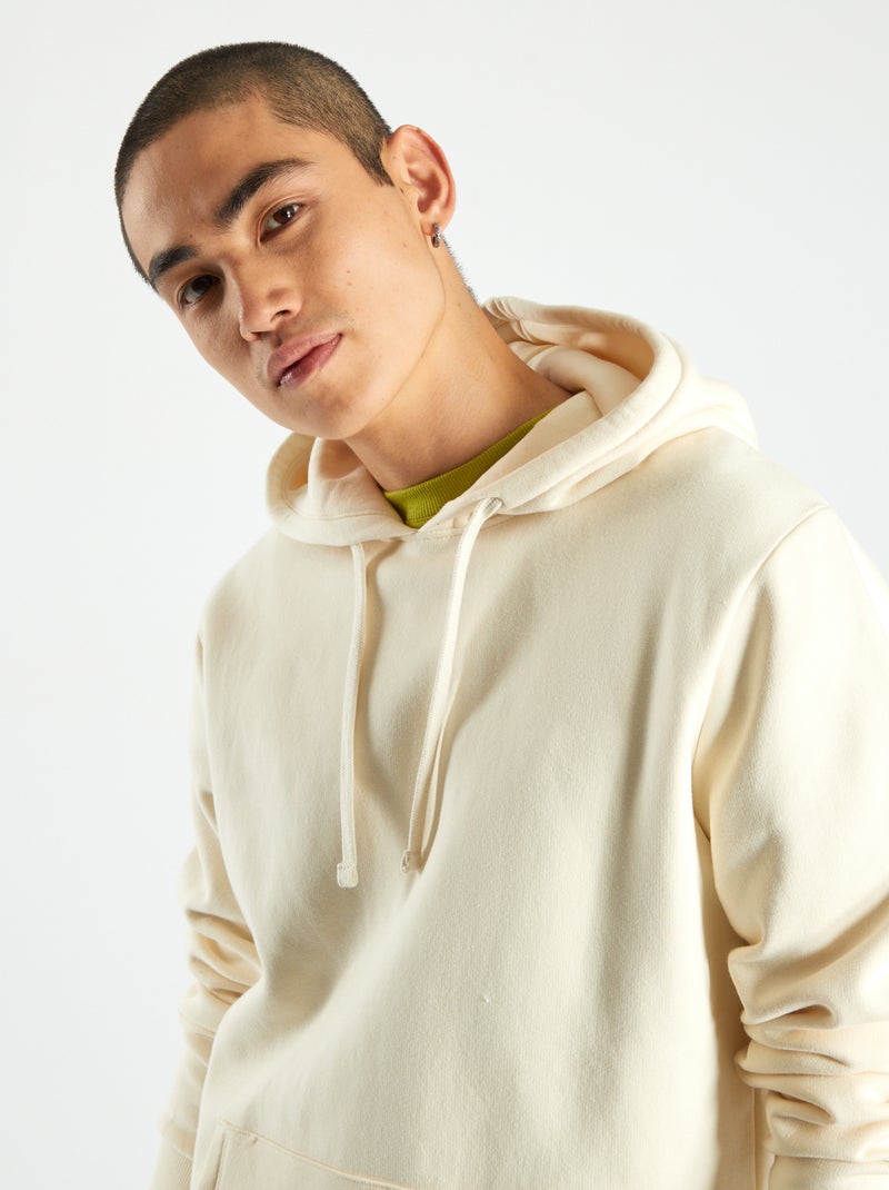 Sweatshirt com capuz com bolso canguru BRANCO - Kiabi