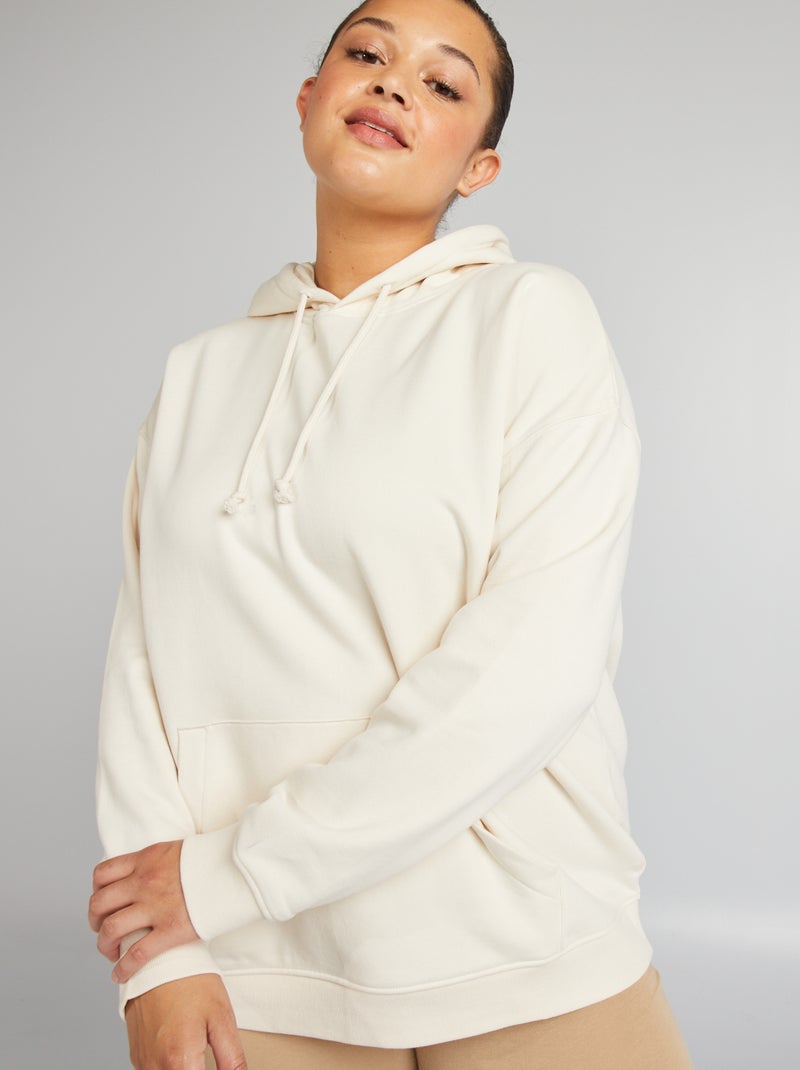 Sweatshirt com capuz com bolso canguru BRANCO - Kiabi