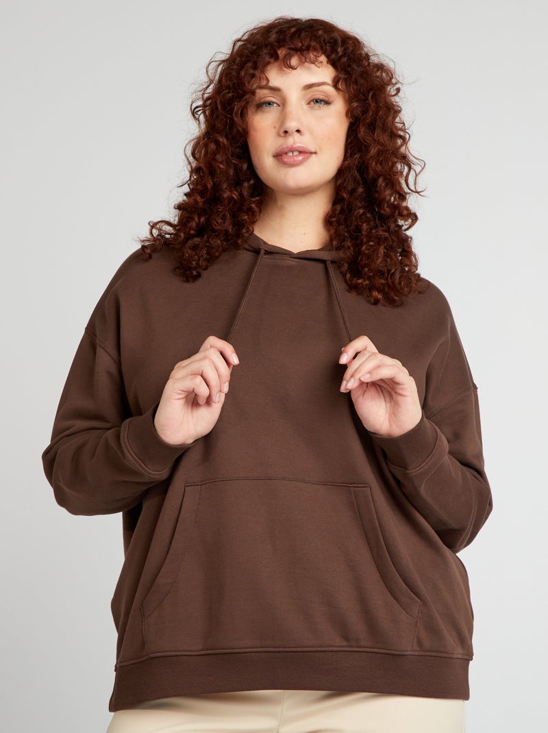 Sweatshirt com capuz com bolso canguru CASTANHO - Kiabi