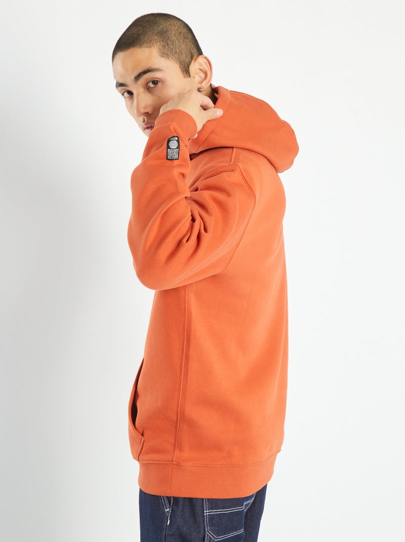 Sweatshirt com capuz com bolso canguru Laranja - Kiabi