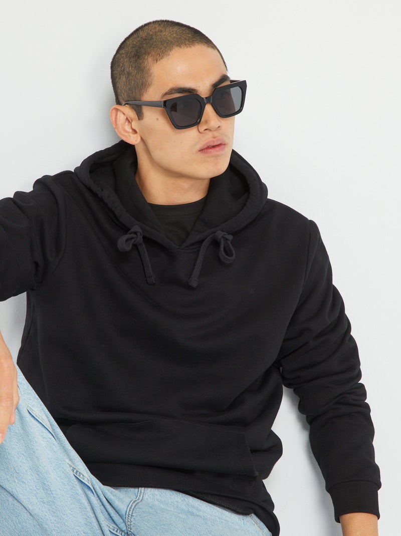 Sweatshirt com capuz com bolso canguru Preto - Kiabi