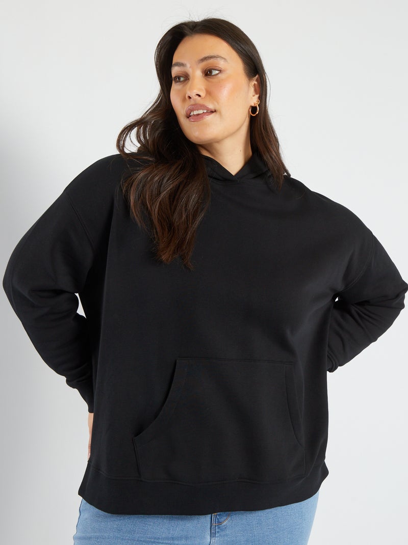 Sweatshirt com capuz com bolso canguru Preto - Kiabi