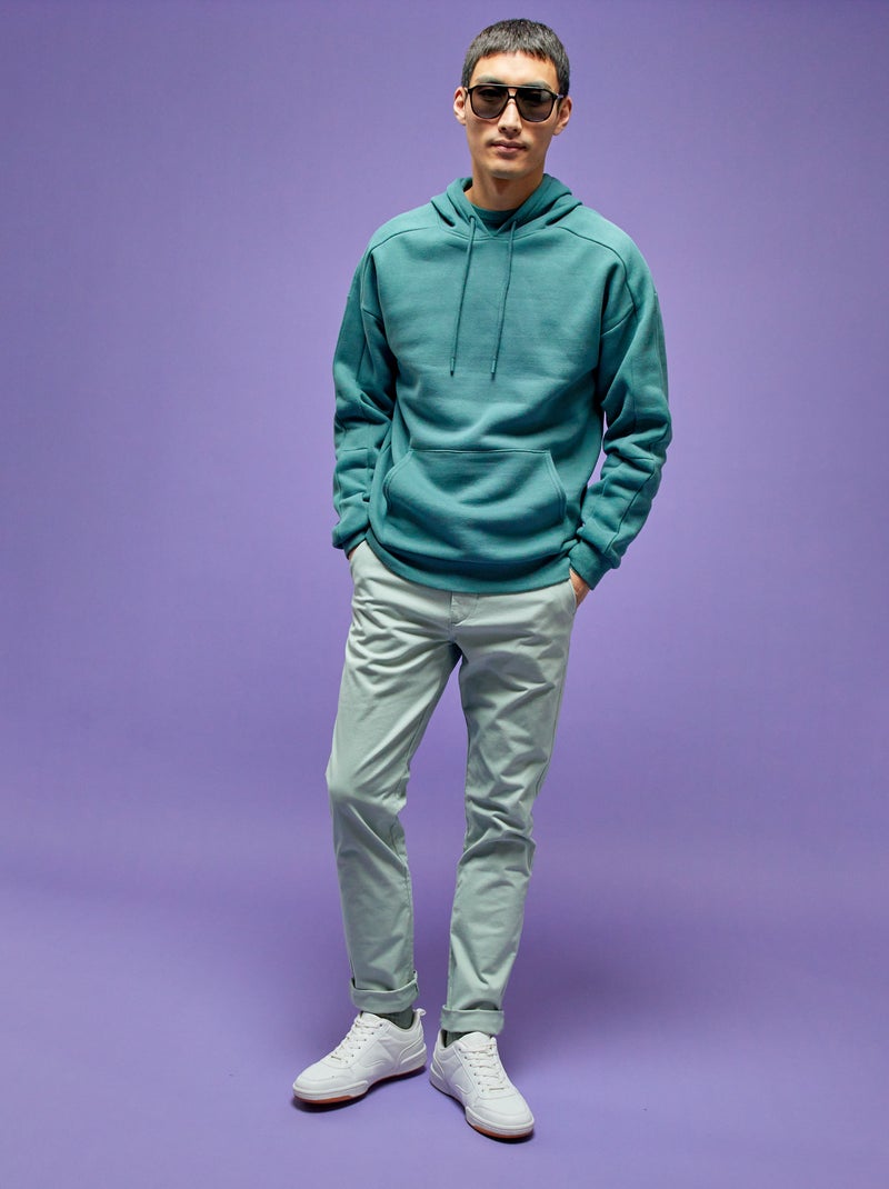 Sweatshirt com capuz com bolso canguru VERDE - Kiabi