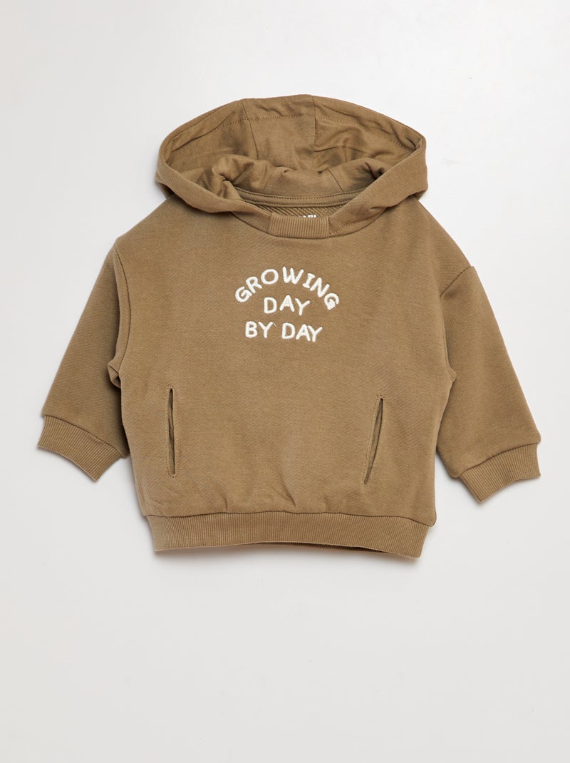 Sweatshirt com capuz com bordado VERDE - Kiabi