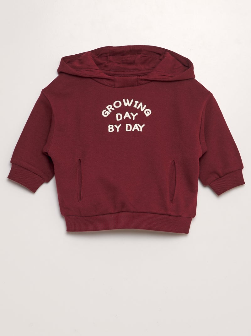 Sweatshirt com capuz com bordado VERMELHO - Kiabi