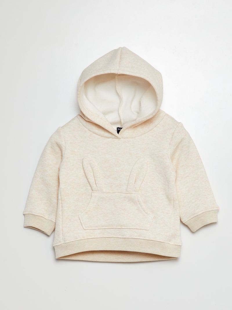 Sweatshirt com capuz com desenho BEGE - Kiabi