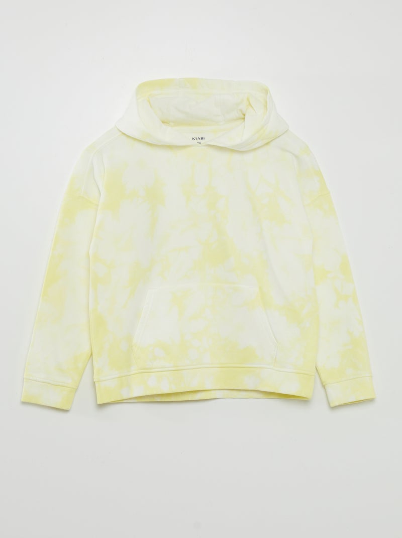 Sweatshirt com capuz com efeito tie and dye AMARELO - Kiabi