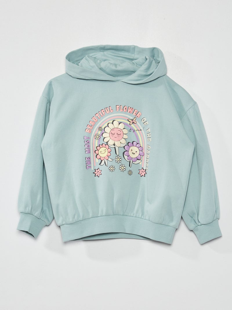Sweatshirt com capuz com estampado de fantasia AZUL - Kiabi