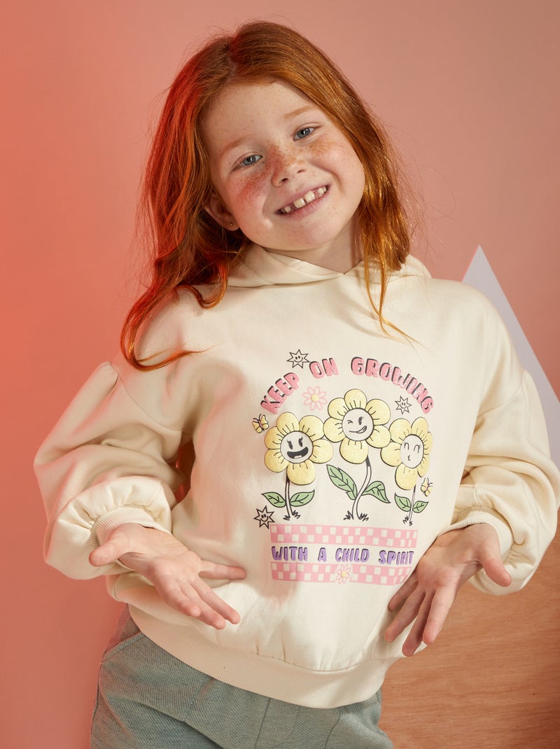 Sweatshirt com capuz com estampado de fantasia BRANCO - Kiabi