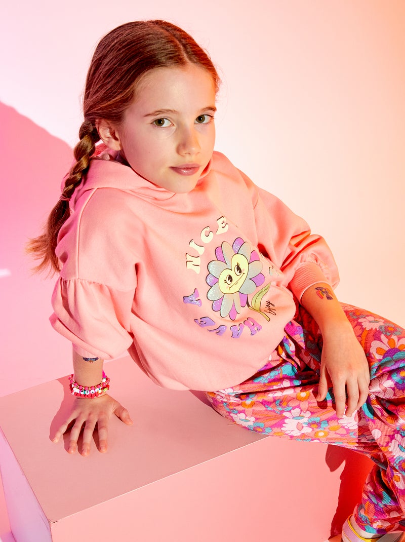 Sweatshirt com capuz com estampado de fantasia ROSA - Kiabi