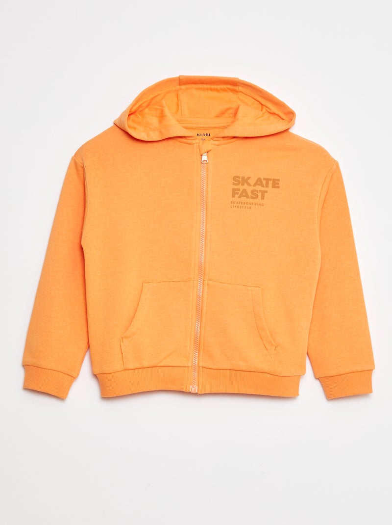 Sweatshirt com capuz com estampado 'skate' Laranja - Kiabi