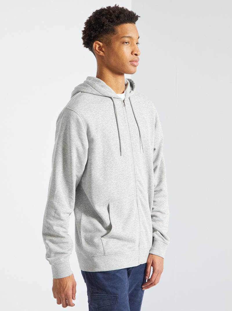 Sweatshirt com capuz com fecho +1,90 m CINZA - Kiabi