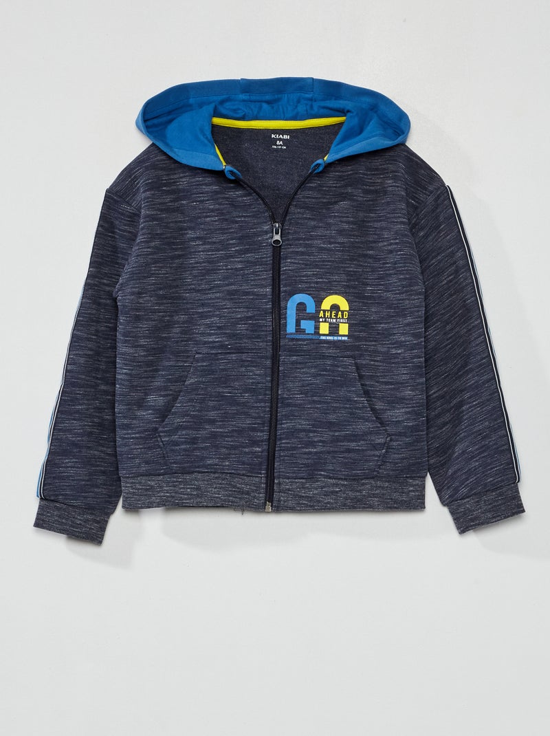 Sweatshirt com capuz com fecho AZUL - Kiabi
