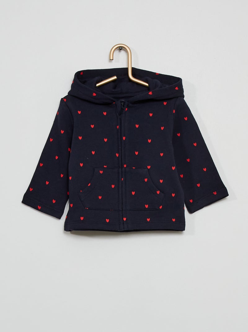 Sweatshirt com capuz com fecho AZUL - Kiabi