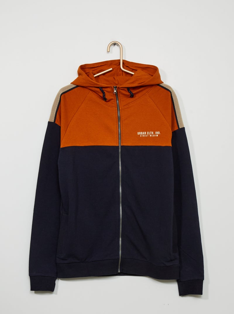 Sweatshirt com capuz com fecho AZUL - Kiabi