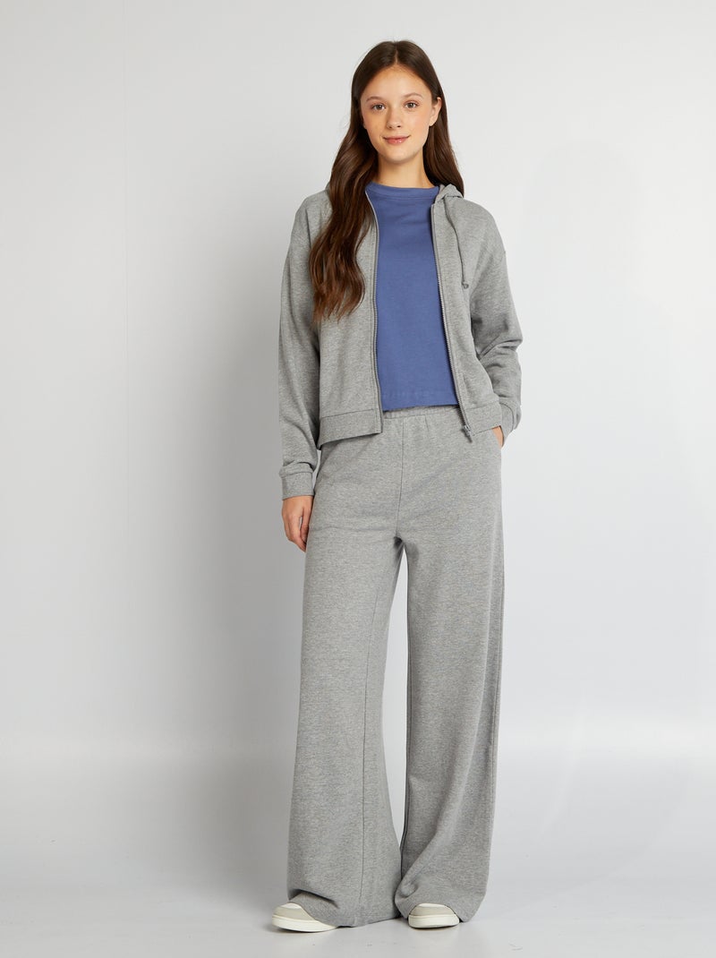 Sweatshirt com capuz com fecho CINZA - Kiabi