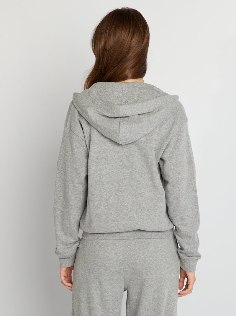 Sweatshirt com capuz com fecho CINZA - Kiabi