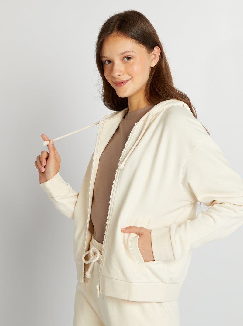 Sweatshirt com capuz com fecho CINZA - Kiabi