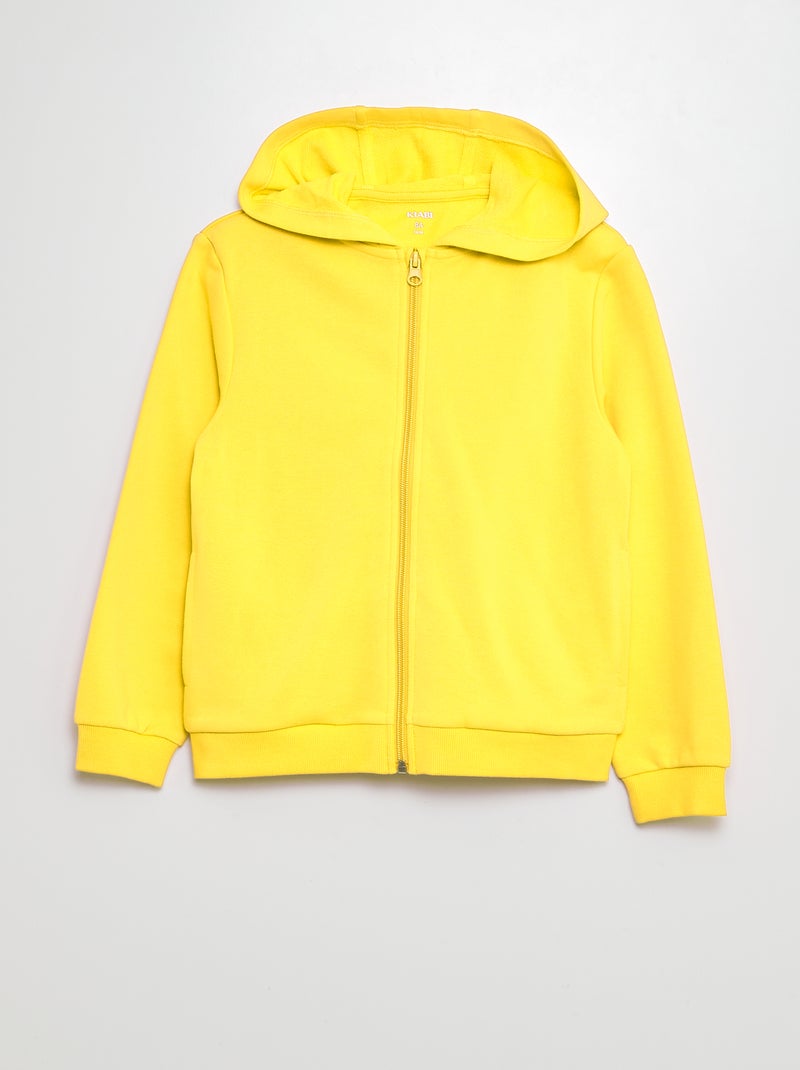 Sweatshirt com capuz com fecho em French Terry Amarelo - Kiabi