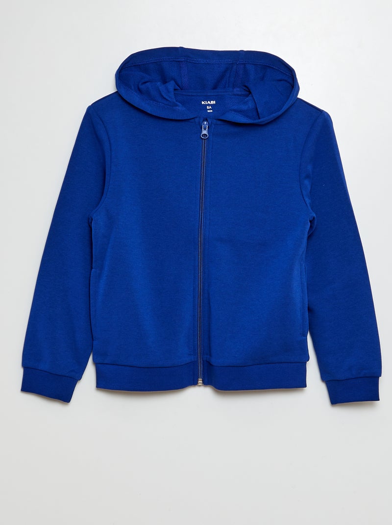 Sweatshirt com capuz com fecho em French Terry Azul - Kiabi