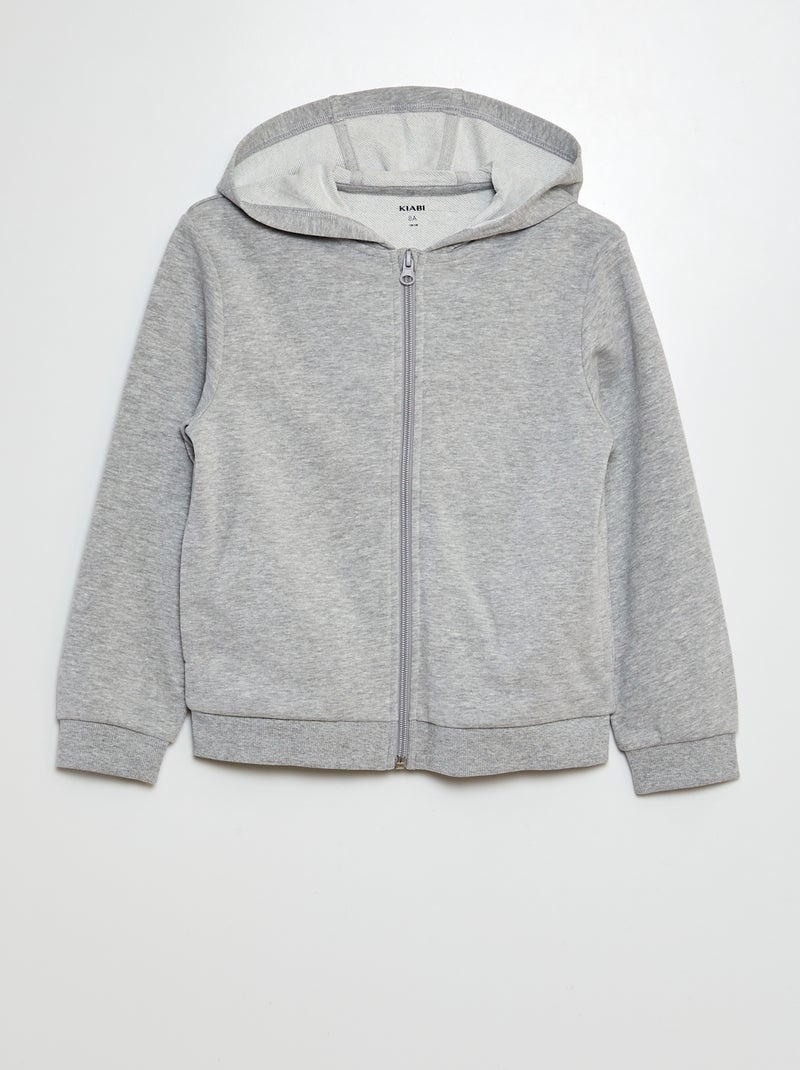Sweatshirt com capuz com fecho em French Terry CINZA - Kiabi