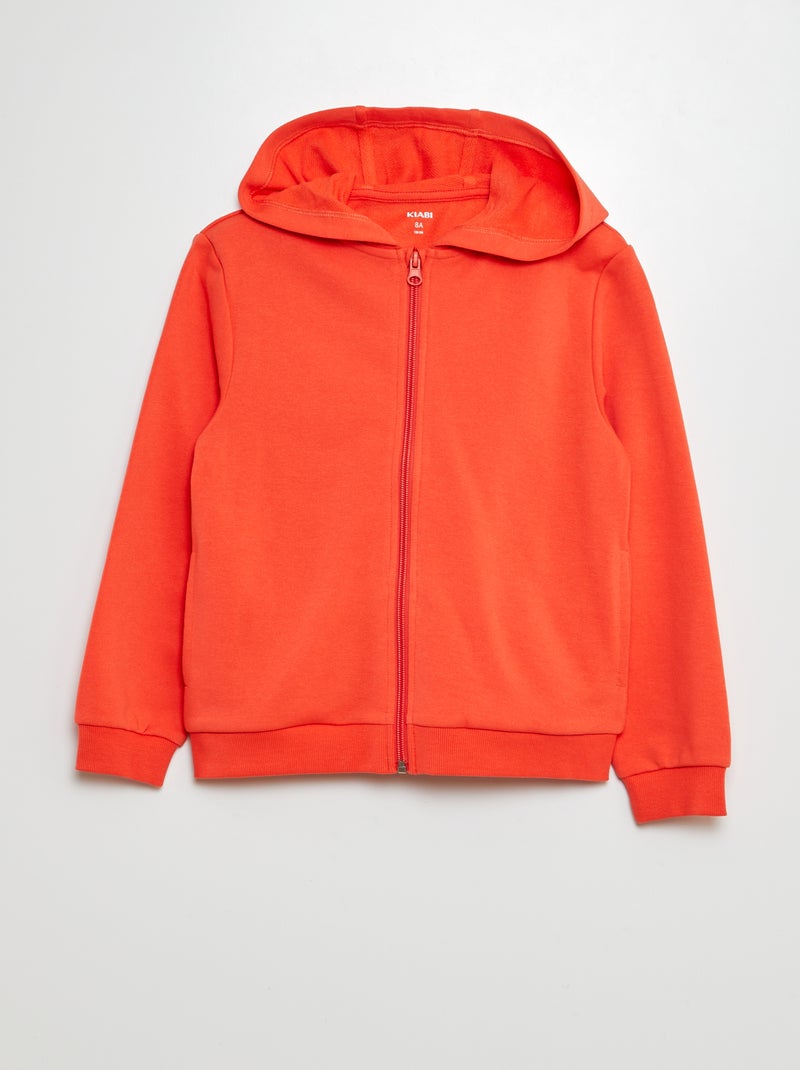 Sweatshirt com capuz com fecho em French Terry VERMELHO - Kiabi