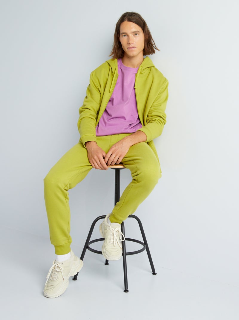 Sweatshirt com capuz com fecho em moletão CAQUI - Kiabi